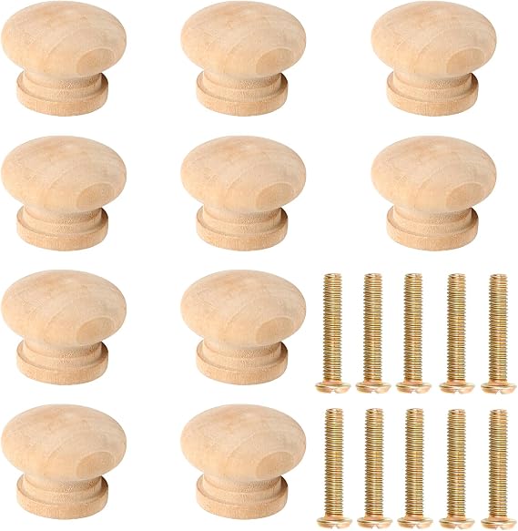10 PCS Wooden Cabinet Knobs, 27x21mm