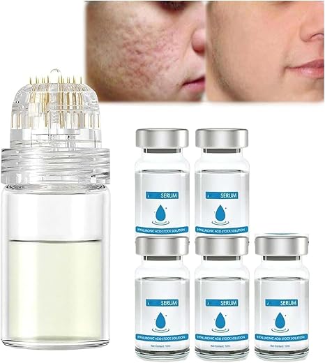 Micro Infusion System for Lips Micro System for Face Face System with Serum Pockmarksheal Hyaluronic Acid Microdart Roller Smooth Skin Face Serum for All Skin Types (5 Pieces)