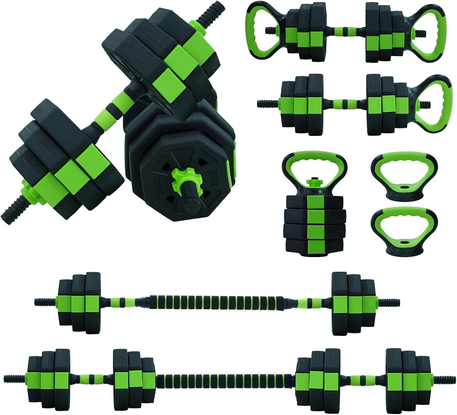 Adjustable Dumbbell Set, 4 in 1 Free Weights Dumbbells Set with Connector, Barbell Weight Set Used As Kettlebells, Barbell, Push Up Stand, Fitness Exercise for Home Gym Suitable MenWomen