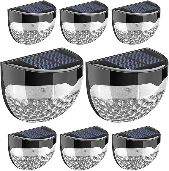 Solar Fence Lights, Decorative LED Garden Lights Waterproof Solar Powered for Patio, Yard, Garage, Stairway, Gate, Wall (8 Pack)