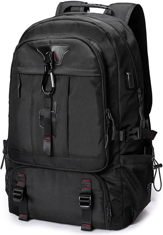 shrradoo Climbing Bag, Waterproof Backpack, 16.9 gal 65 L, Large Capacity, 17-inch PC, Business Backpack, Lightweight, For Work Commutes, Disaster Prevention, Travel, Fishing, Backpack, Hiking