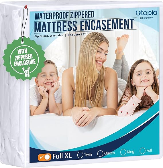 Utopia Bedding Zippered Mattress Encasement Full XL - 100% Waterproof and Bed Bug Proof Mattress Protector - Absorbent, Six-Sided Mattress Cover