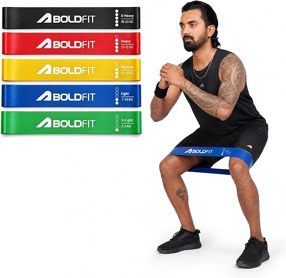 Boldfit Resistance Bands Mini Loop Hip Band Toning Exercise Band for Gym Booty Belt Latex Band Thera Band Theraband for Fitness, Multicolor