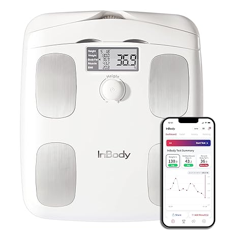 InBody Dial H20 Body Fat Scales - InBody Scales for Body Weight Fat Percentage and Muscle Mass - Gym Accessories for Men & Women Body Fat Meter - Bluetooth Connected Soft White