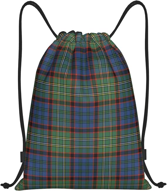 Drawstring Backpack String Bag Selkirk Tartan Sackpack for Sports Gym Smal