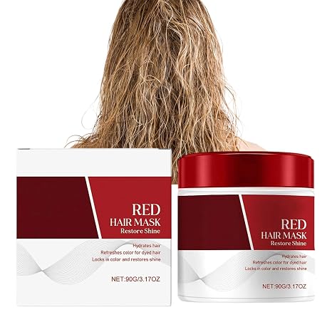 Red Colouring Hair Mask 90G - Nourishing and Revitalising Treatment with Dry Colour Deposition for Dry Damaged or Colourful Hair - Brilliance and Roof