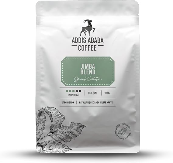 Addis Ababa Coffee Jimba Blend Koyu Kavrulmuş Espresso Filtre Çekirdek Kahve 1000 Gr (French Press)