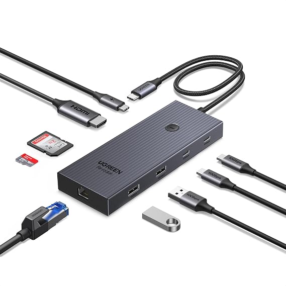 UGREEN USB C Hub, 9 in 1 Ethernet Adapter 4K@60Hz HDMI Docking Station