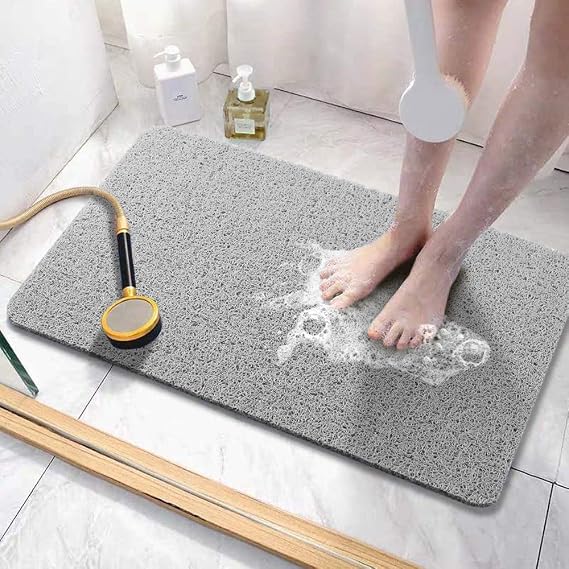 Bingobang Bath Mats Non Slip,Shower Mat Rubber 60x40cm,Extra Soft Anti-Mould, Machine-Washable,For Bathroom Floor,Bathtub(Grey)