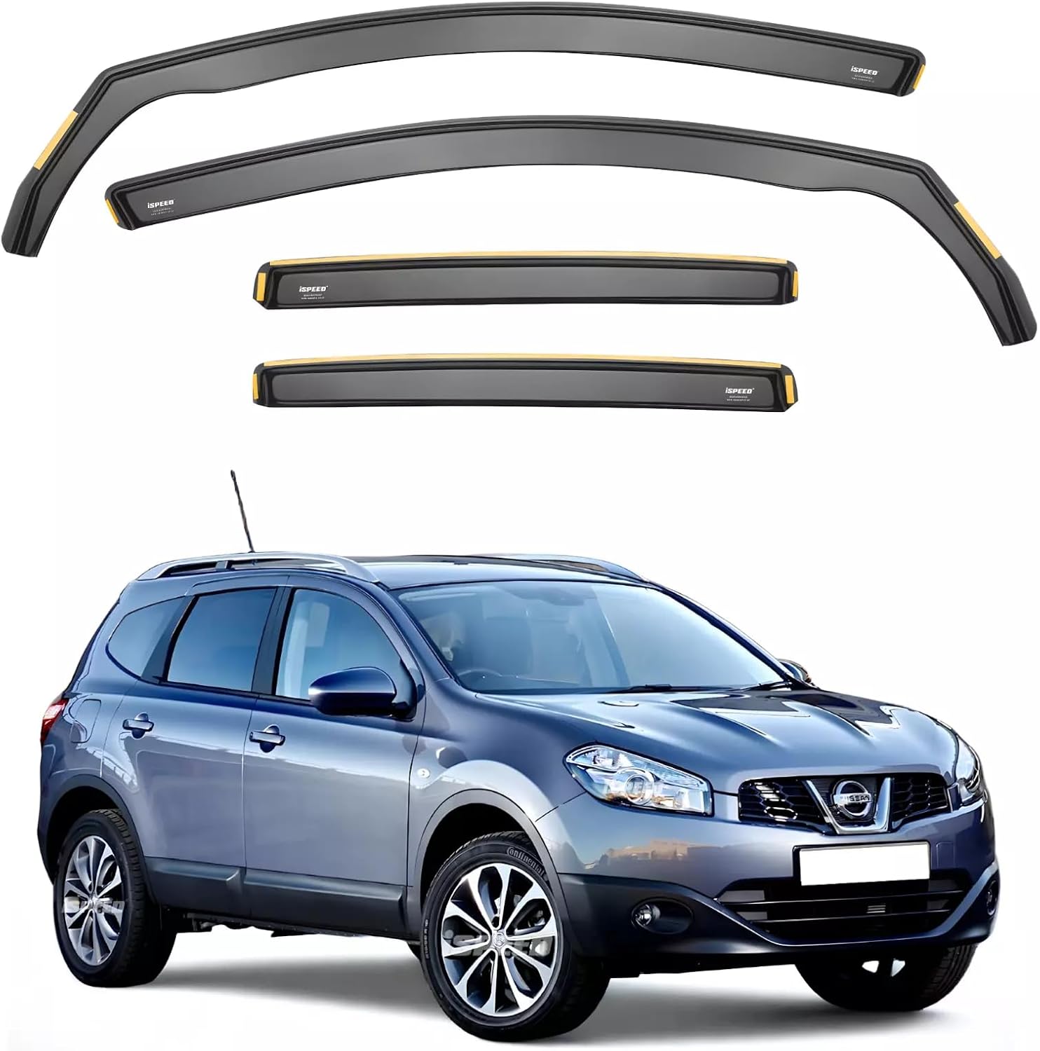 iSpeed Wind Deflectors For Nissan Qashqai +2 2008-2013 7-Seater 4pc Tinted