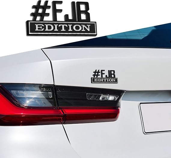 FJB Edition 車のエンブレム、3D文字#FJBカーエディションエンブレム、3D自動車エンブレム、3D隆起した文字バンパーステッカー、車の外装エンブレムバッジ3Dステッカーデカール車バンパーウィンドウにフィットブラック&ホワイト