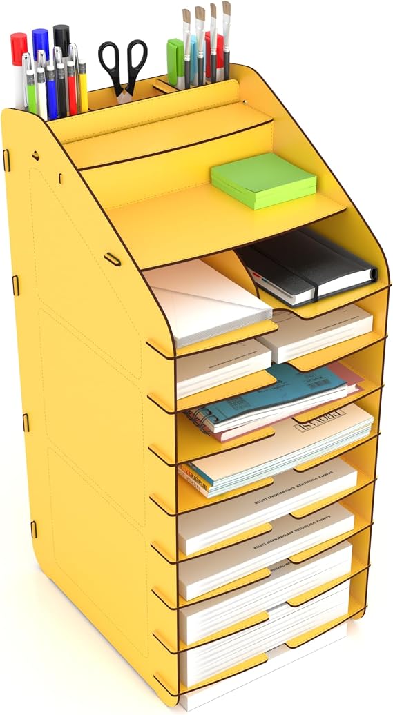 Mingitav Tower Ofis Masaüstü Organizer 10 Kat Letter A4 Evrak Rafı (Sarı)