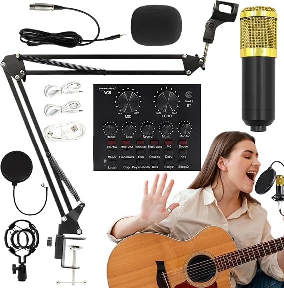 Streaming Microphone Kit - Studio Grade USB Condenser, Complete Streaming Bundle | All Types Broadcast Package, Content Creator Accessory, Vocal Recording System, Professional Setup