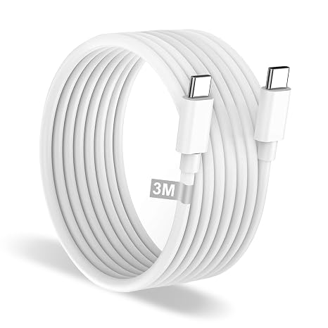 USB C Cable Rapid Charging for iPhone 15 16 17, 3m USB C to USB-C Cable Type C Cable Fast Charging 60W Cabo USB-C Fast Charging for iPhone 17 16 15/Plus/Pro Max/Air,MackBook iPad Pro/Air,Samsung, XiaoMi