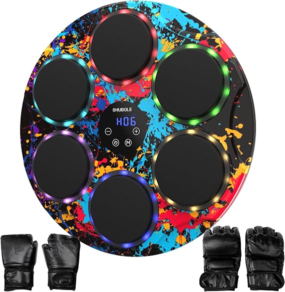 Musik-Boxmaschine mit Handschuhen – Wandmontierter Boxtrainer für Erwachsene & Kinder 9-Gang-Punchspiel Wandbox-Punching-Pad 2025 Upgrade-Geschenke für Jungen im Alter von 8–12 Jahren