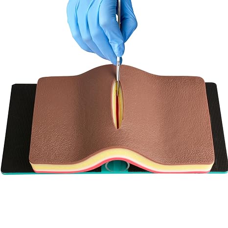 Advanced 5 Layers Suture Pad with Hook & Loop Device for Practice (Dark)