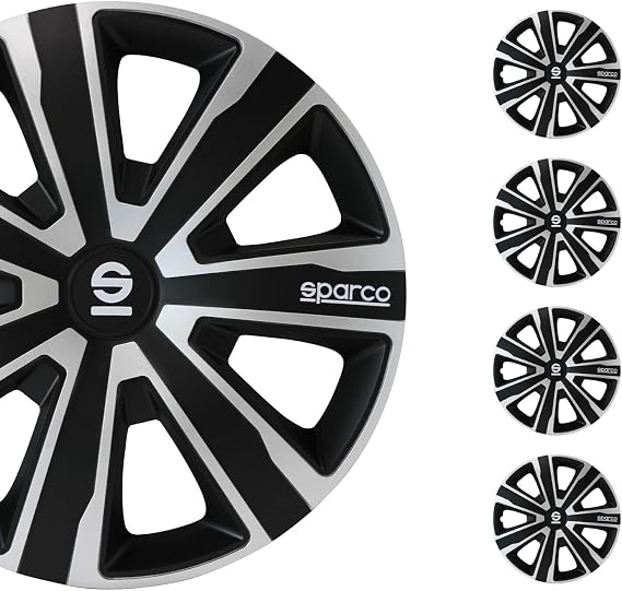 Sparco Wheel Covers Palermo - 16-inch - Silver/Black - Set of 4 pieces