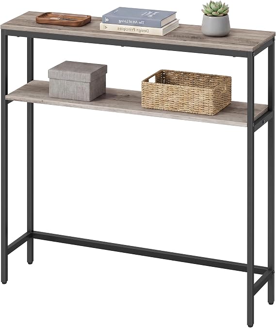 VASAGLE Console Table for Hallway, 2-Tier, 20 x 80 x 81 cm