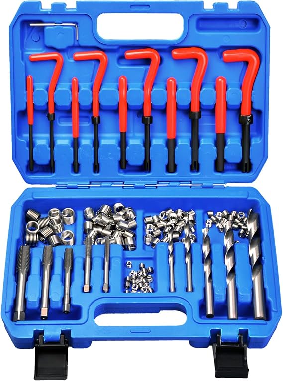 131pcs Thread Repair Tool Kit Set, Metric M5 M6 M8 M10 M12 with HSS Drill Thread Insert Repair Tool