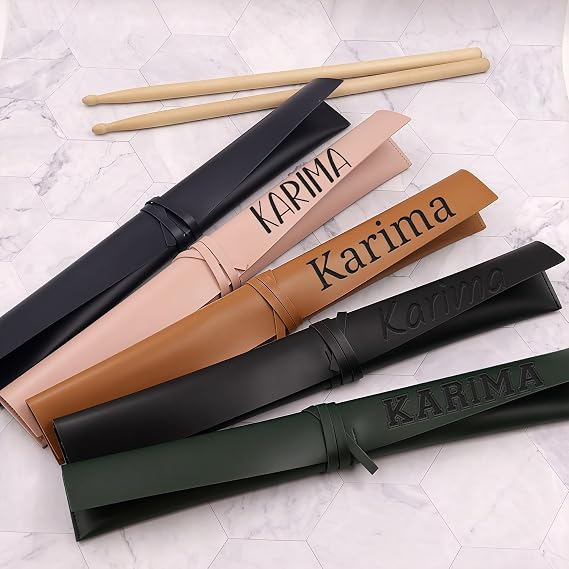 Custom Leather Drum Stick Case, Personalized Drumstick Holder, Portable Waterproof Pouch, Percussion Instrument Accessorie Protector Case, Engraved Gifts For Drummer