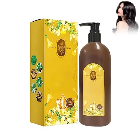 Nourishing Plant-Based Hair Colour Long-Lasting & Natural Hair Colour Shampoo for Grey Hair Cover Up New 3-in-1 Shampoo Hair Colourant for Women & Men Softens and Adds Shine Hair Dye (Natural Black