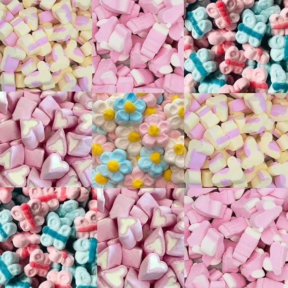 Random Mixed Marshmallow with Easter Gift Tub - Yellow & Pink Chick, Pink & White Bunny, Pink & White Mini Heart, Butterflies, Flowers Marshmallow (1000g)