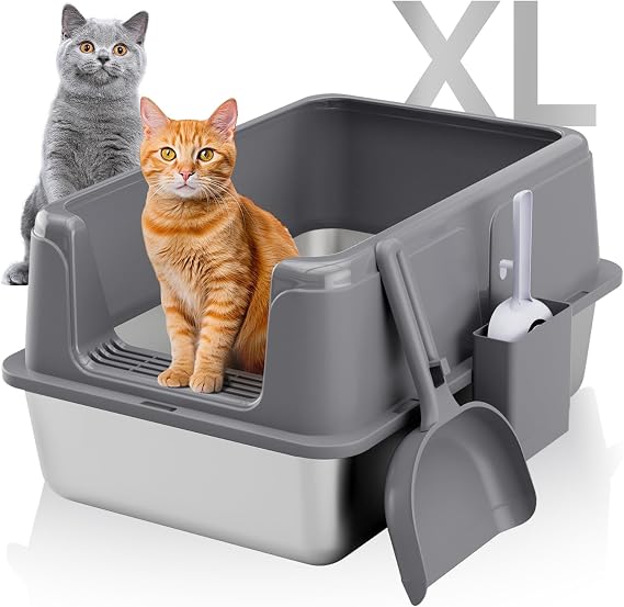 Stainless Steel SIFTING Litter Box for Pine Pellets, XXL