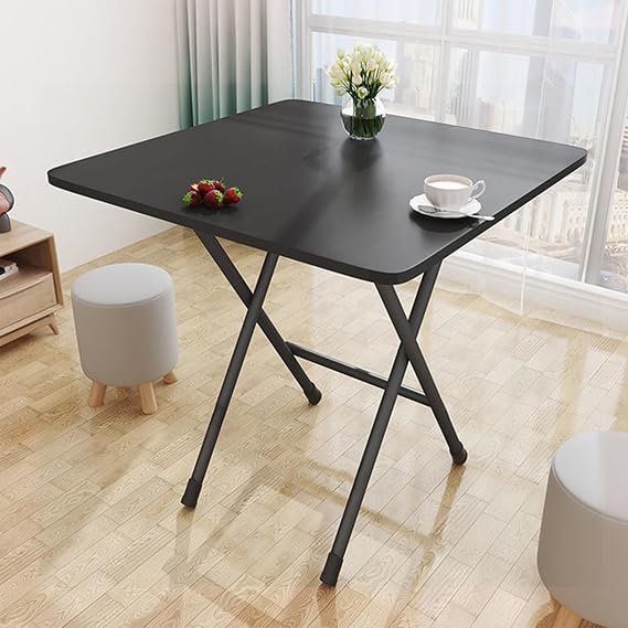 Folding Dining Table, Space Saving Square Dining Table for Small Spaces, Foldable Dinner Table for Kitchen, Dining Room Black