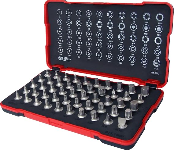 KS Tools 911.1850 1/4 Inch Bit Socket Set Extra Short 50-Piece