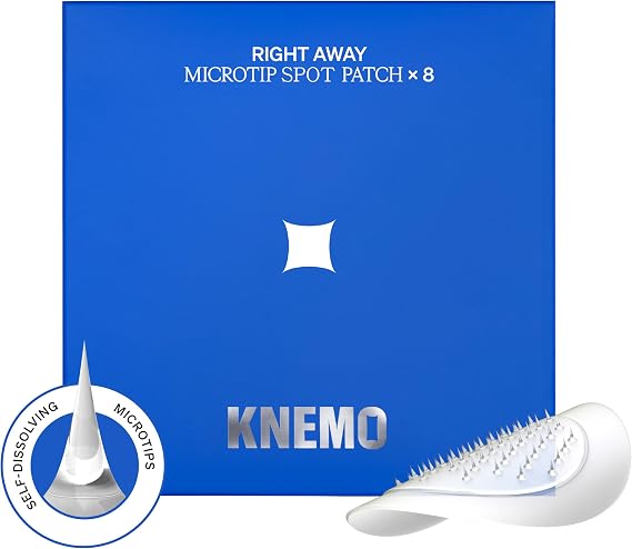 KNEMO RIGHT AWAY Microtip Hydrocolloid Acne Pimple Patch for Early Stage Zits and Hidden Skin Blemishes (8 Patches) Microdart Patch