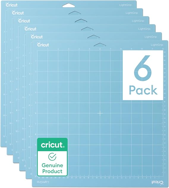 Cricut Light Grip Machine Mats, 12" x 12" Reusable Cutting Mats for Crafting with Protective Film, with Cardstock, Iron-on, Vinyl and More, for Explore and Maker