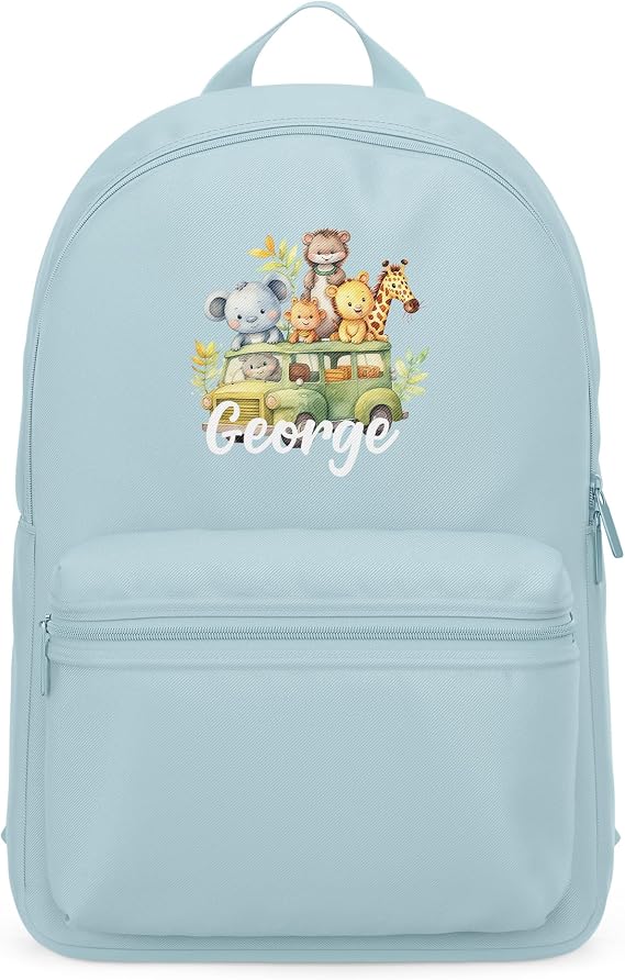 Purple Print House Personalised Mini Backpack For Boys Safari Animals Bus Toddler Nursery Bag Kids Rucksack