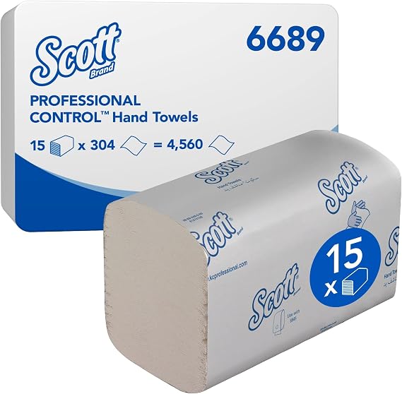 Scott Control Interfold Hand Towels 6689 - Disposable Paper Towels - 15 Packs x 304 White, (4,560 Total)