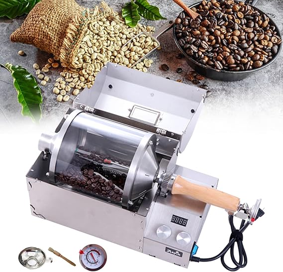 Coffee Roaster Machine 1200W - Commercial-Grade Electric Drum Roaster for Home Baristas & Coffee Lovers - Multi-Purpose Nut/Grain Roaster, 500g Capacity