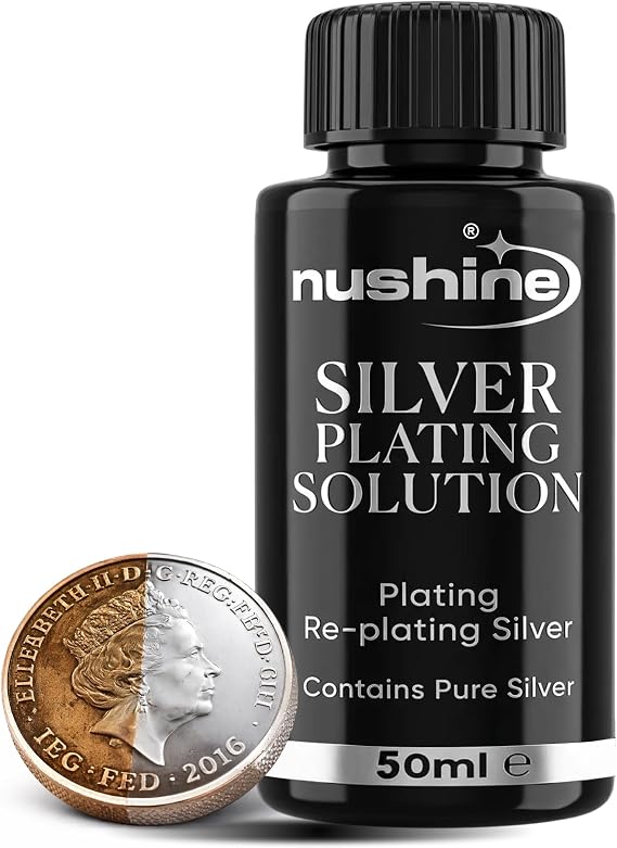 Nushine Silver Plating Solution 50ml for Jewellery Repair, Pure Silver