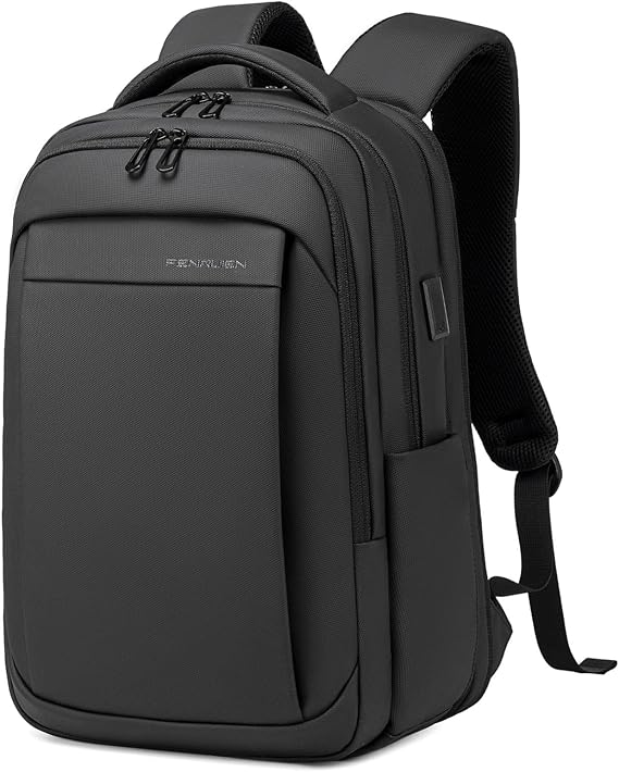 FENRUIEN Expandable Travel Laptop Backpack for Men 17.3 Inch, Black