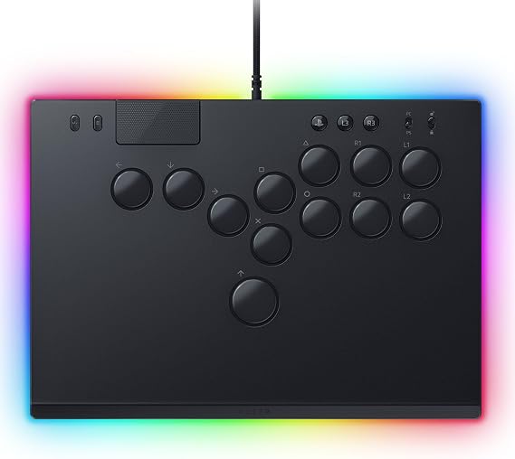 Razer Kitsune All-Button Arcade Controller: For PS5 / PlayStation 5 & PC - Low-Profile Optical Switches - Slim Form Factor - Removable Top Plate - Chroma RGB Lighting - USB Type C - Black