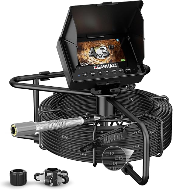 Drain Camera 30m Borescope inspection with light Endoscope take photos/Audio/Video Recording/image Zoom/32GB Kard/Camera Lens Diameter 23mm