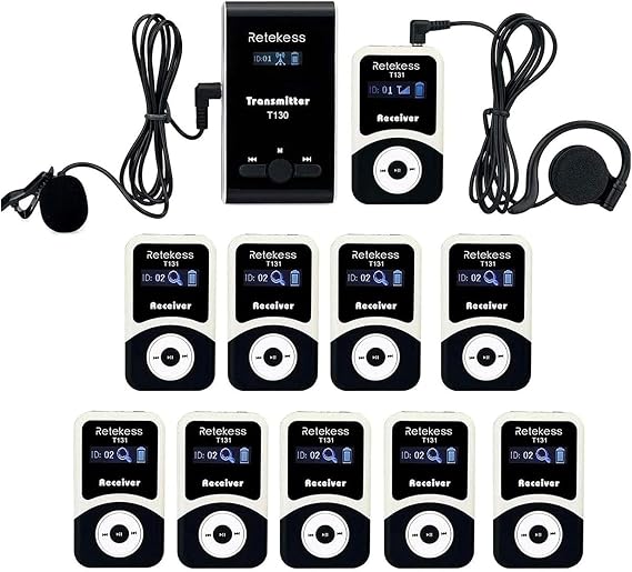 Retekess T130 Wireless Tour Guide System, Audio Tour Guide System (1-10)