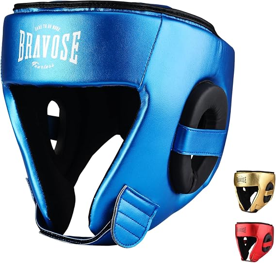 BRAVOSE Fearless Kids Boxing Headguard | Strap Boxing, Training, Sparring & Martial Arts Headgear | Adjustable Head Guard for Ear, Cheek, Face Protection | Helmet for MMA, Kickboxing, Taekwondo