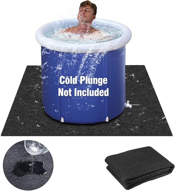 Cold Plunge Tub Mat, 50"X50" Ice Bath Tub Protector Mat Indoor Outdoor, Absorbent Flooring Protector Mat for Cold Plunge Ice Bath Tub, Waterproof Slip-Proof Backing, Cold Plunge Ice Bath Accessories