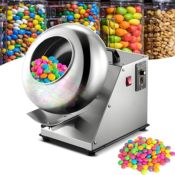 Automatic Tablet Coating Machine Chocolate Coating Machine, Small Commercial Mini Snack Coater, for Candy, Nuts & Snacks, 3-6Kg/H