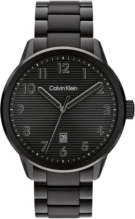 Calvin Klein Three Hand Quartz Movement Watch for Men Minimalistic Pilot Collection with Stainless Steel Bracelet - Available in Silver or Black