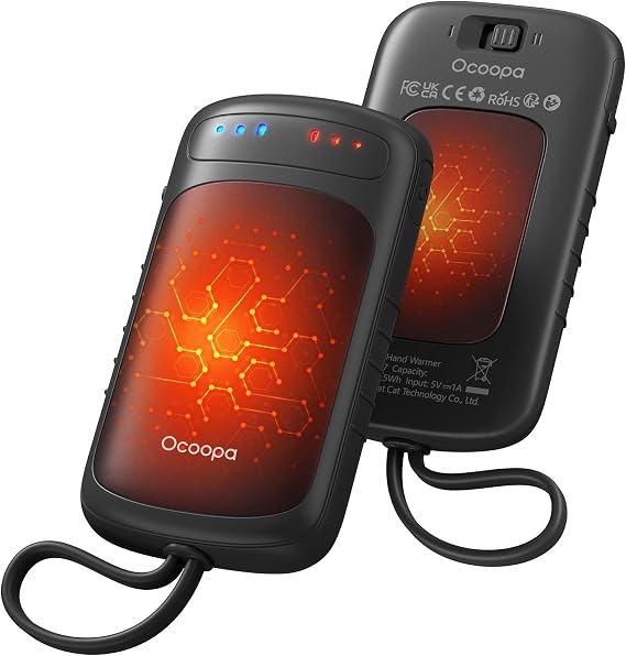 OCOOPA Dual-Sided Hand Warmers Rechargeable, 2-in-1 Electric Handwarmers with UL-Certified, 3 Heating Levels, Pocket Size USB Hand Warmers for Outdoor Camping &amp; Hunting, Gifts for Men, UT5 DuoHeat