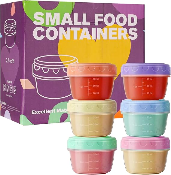 Small Plastic Containers with Lids Small Sauce Pots with Lids 80 ml Round Snack Pots Reusable Small Food Containers with Lids for Jars Dips Salads Chutney Restaurants Takeaway Catering 2oz 6 Pack