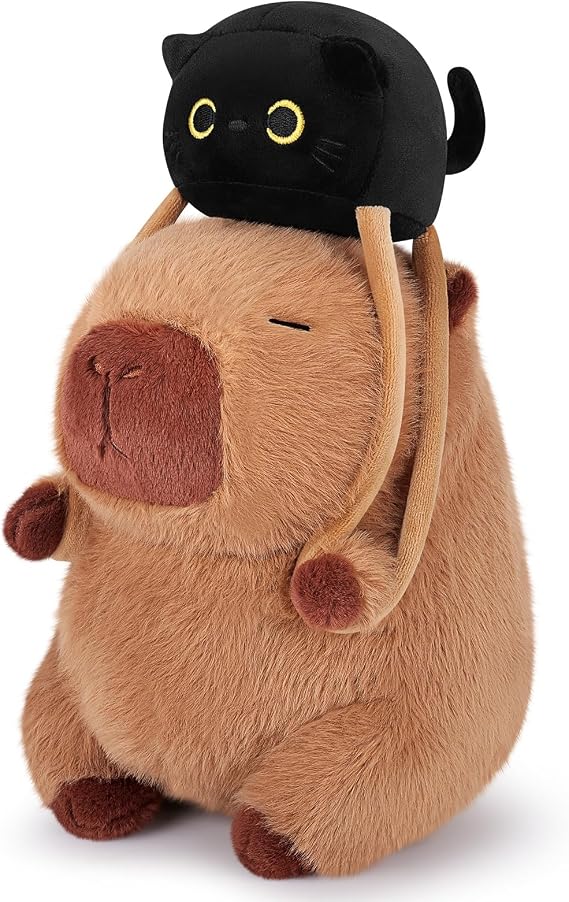 Capybara Plush Toy Stuffed Capybara Toy with Tiny Bag, Cuddly Toys Stuffed Animal Plush Pillow Simulation Animals Plushies Soft Animal Plushie Hugging Pillow Fluffy Cushion Doll Present Decor