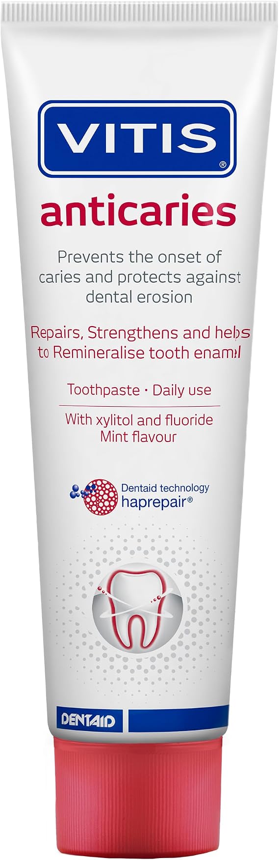 VITIS Anti-Caries Toothpaste 100ml – Enamel Repair Toothpaste with Hydroxyapatite, Xylitol & Fluoride for Remineralising & Sensitive Teeth Care