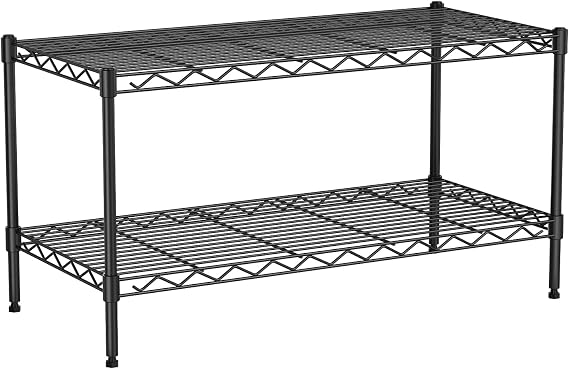2-Tier Metal Shelving Unit and Storage,91x45x50cm(WxDxH)