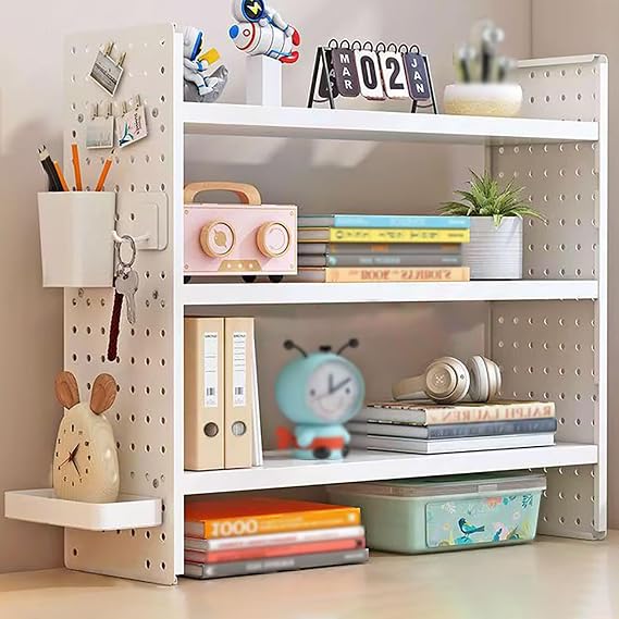 GAOXIAO 3 Tier Desktop Bookshelf Organizer, Multipurpose Countertop Storage Hutch Display Rack, Tabletop Bookshelf Hutch Bookcase for Home Office Dorm Study Room Apartment 3layer 60 x 20cm