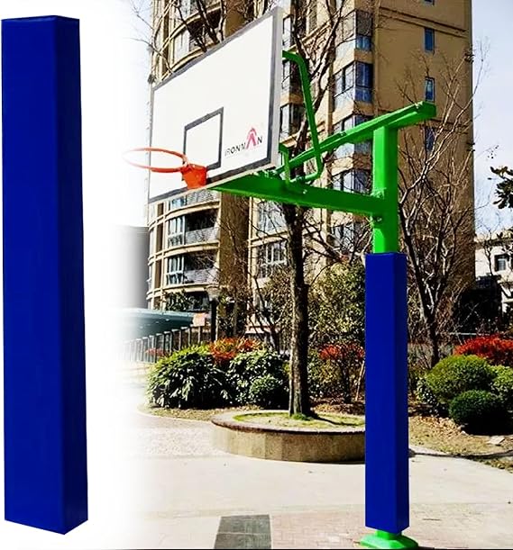 Square Basketball Pole Padding Wrap on All Sides, Custom Basketball Hoop Padding for Pole Outdoor, 4x4 6x6 8x8 In Support Post Protector Pad(Blue,4"x4"(10x10cm) pole)